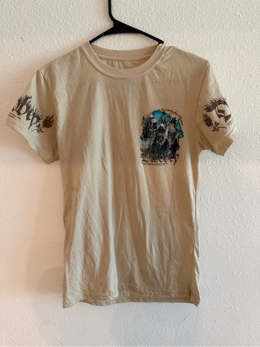 Men's Short Sleeve Graphic Crewneck T-Shirt in Light Beige